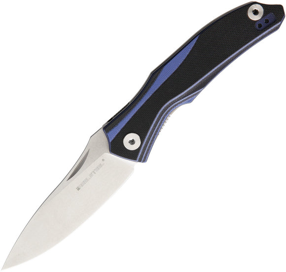 Real Steel E802 Horus Free Black & Blue Folding Knife 7434