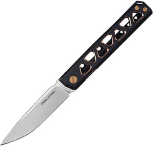 Real Steel Bruns Pocket Knife Framelock Black & Gold Titanium Folding VG10 7661G
