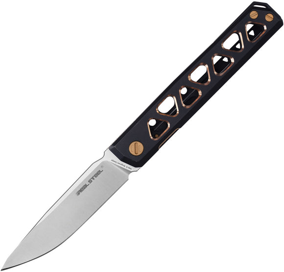 Real Steel Bruns Pocket Knife Framelock Black & Gold Titanium Folding VG10 7661G