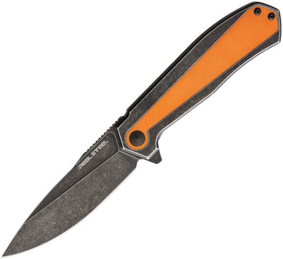 Real Steel T109 Flying Shark Blackwash Orange & Black Flipper Folding Knife 7822