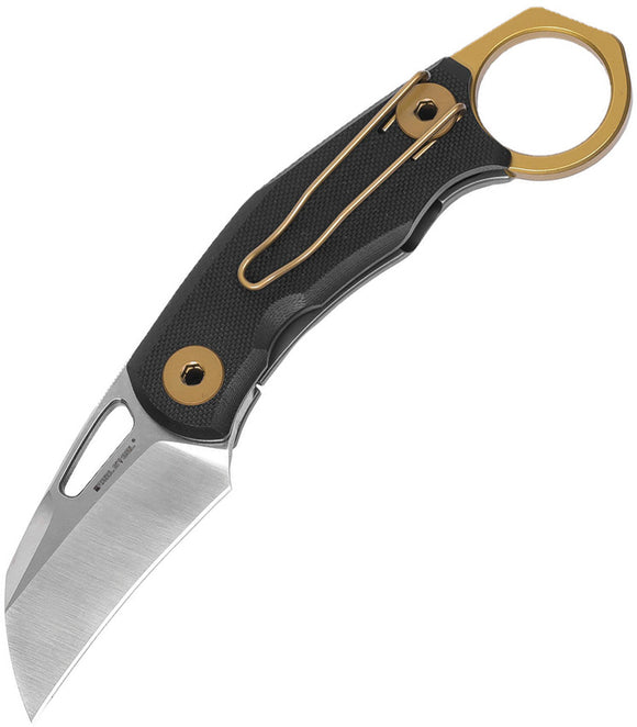 Real Steel Shade Framelock Black/Gold G10 Handle D2 Stainless Folding Knife 7913