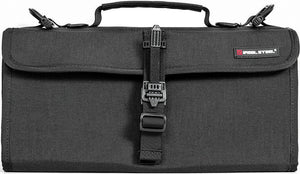 Real Steel Pilgrim Carries 22 Knives Case Black & Gray Buckle Bag RS041