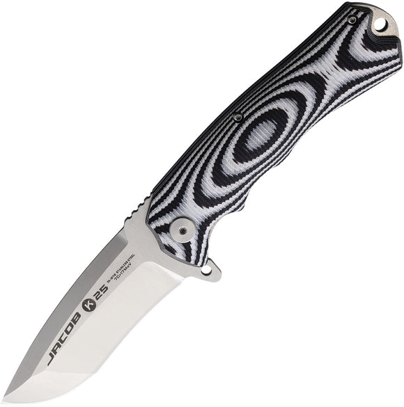 K25 Jacob Tactical Linerlock Black/White G10 Folding 7Cr17MoV Pocket Knife 18715