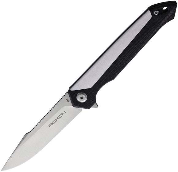 ROXON K3 Linerlock Black G10 & White Leather Folding D2 Pocket Knife K3D2WHT