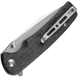 SENCUT Sachse Folding Knife Button Lock Black Micarta 9Cr18MoV 210071