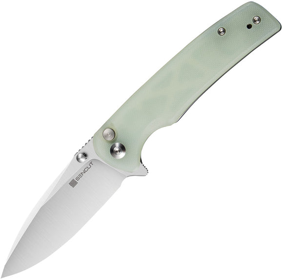 SENCUT Sachse Folding Knife Button Lock Jade G10 9Cr18MoV Steel 210074