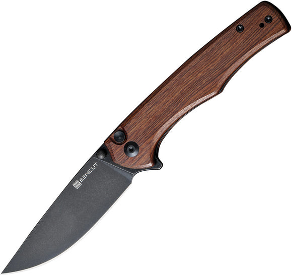 SENCUT Crowley Button Lock Guibourtia Wood Folding D2 Steel Pocket Knife 210125