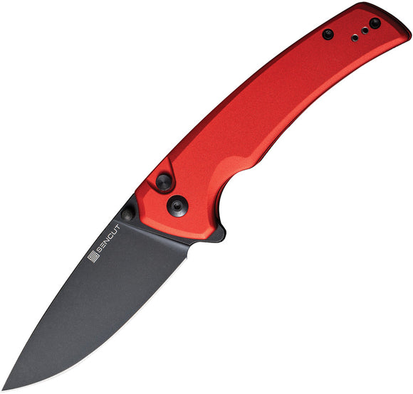 SENCUT Serene Button Lock Red Aluminum Folding D2 Steel Pocket Knife 21022B2