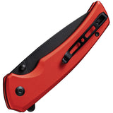 SENCUT Serene Button Lock Red Aluminum Folding D2 Steel Pocket Knife 21022B2
