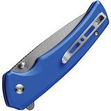 SENCUT Serene Button Lock Blue Aluminum Folding D2 Steel Pocket Knife 21022B4
