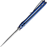 SENCUT Serene Button Lock Blue Aluminum Folding D2 Steel Pocket Knife 21022B4