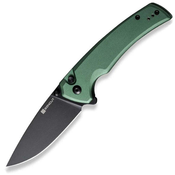 SENCUT Serene Button Lock Green Aluminum Folding D2 Steel Pocket Knife 21022B5