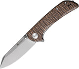 SENCUT Fritch Linerlock Brown Micarta Folding 9Cr18 Spey Pt Pocket Knife 220143