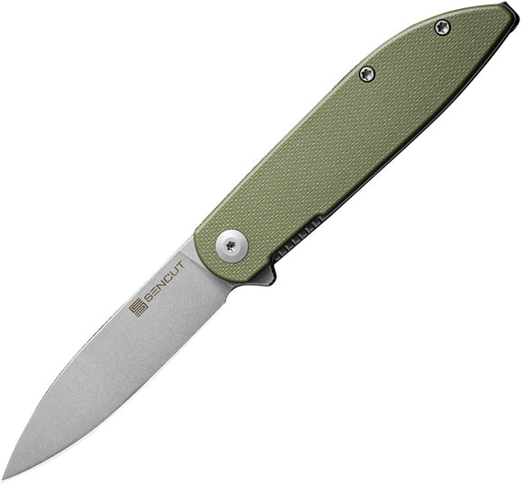 SENCUT BocII II Linerlock OD Green G10 Folding D2 Steel Drop Pt Pocket Knife 220194