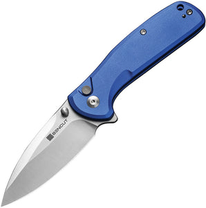 SENCUT ArcBlast Button Lock Blue Aluminum Folding 9Cr18MoV Pocket Knife 22043B3