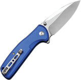 SENCUT ArcBlast Button Lock Blue Aluminum Folding 9Cr18MoV Pocket Knife 22043B3