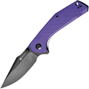 SENCUT Actium Pocket Knife Linerlock Purple G10 Folding Black D2 Steel Blade 02D