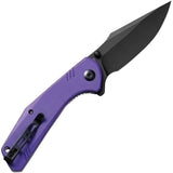 SENCUT Actium Pocket Knife Linerlock Purple G10 Folding Black D2 Steel Blade 02D