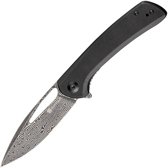 SENCUT Honoris Folding Knife Linerlock Black G10 Damascus Clip Point Blade 07C
