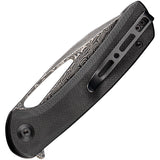 SENCUT Honoris Folding Knife Linerlock Black G10 Damascus Clip Point Blade 07C