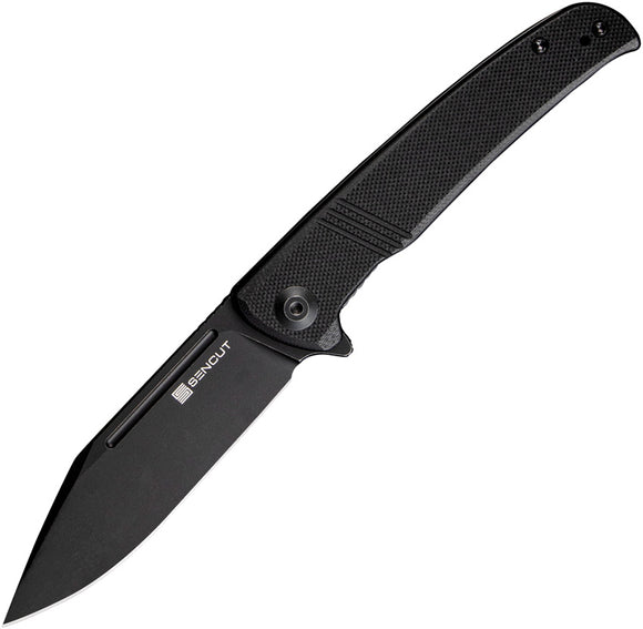 SENCUT Brazoria Folding Knife Linerlock Black G10 D2 Steel Clip Point Blade 12A