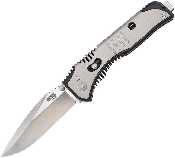 SOG Flashback A/O Satin Folding Drop Point Blade Black GRN Handle Knife