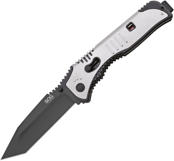 SOG Flashback A/O Black TiNi AUS-8 Folding Tanto Blade GRN Handle Knife