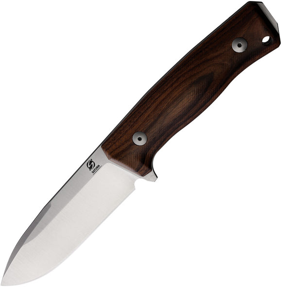 Saturn Knives Mimas Brown Wood Sleipner Steel Fixed Blade Knife 03SW