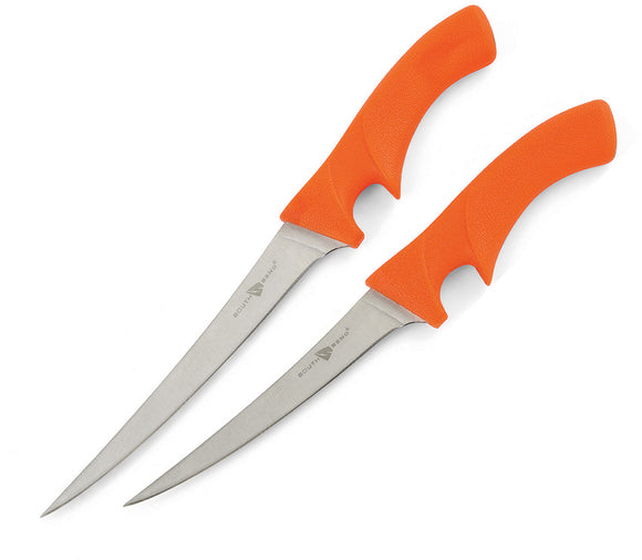 South Bend Set Of 2 Orange Stainless Fixed Blade Fillet Knives 194226