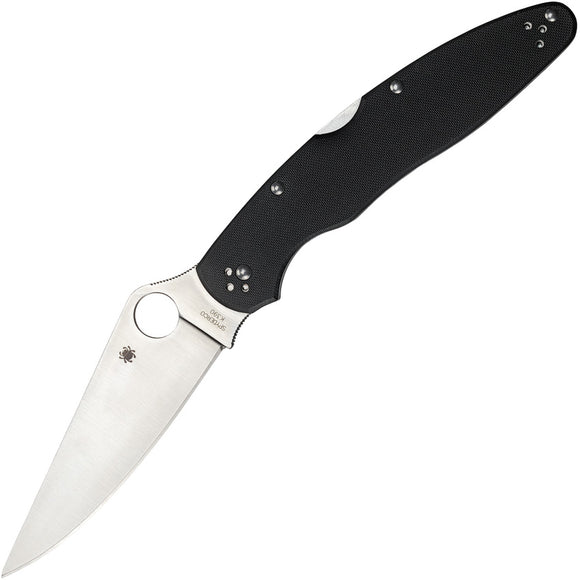 Spyderco Police Model 4 Plain Edge Black Handle Knife 4.40