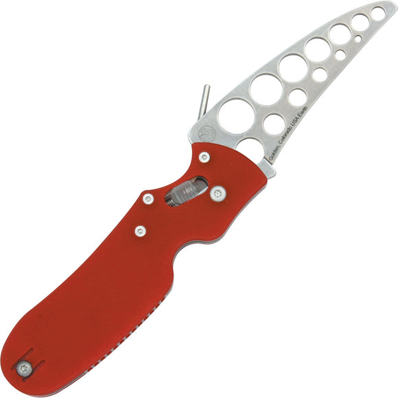 Spyderco PKal Trainer Red Handle Machined Hole Cutouts Folding Blade Knife 103TR