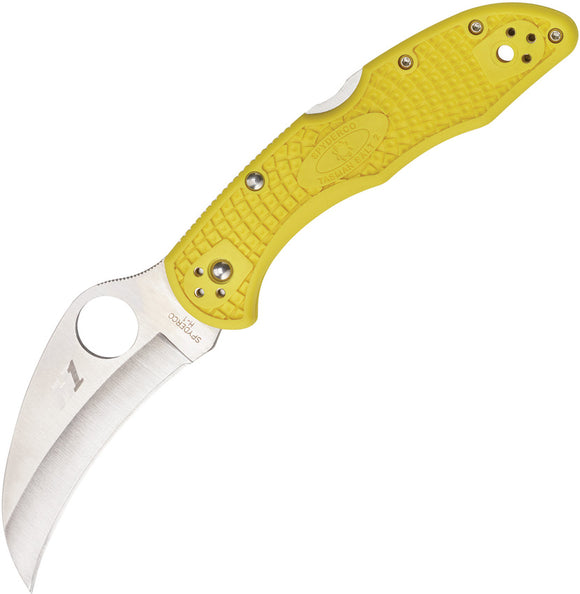 Spyderco Tasman Salt 2 Lockback Steel Folding Blade Yellow Handle Knife 106PYL2