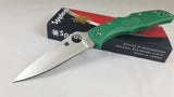 Spyderco Endura 4 Lockback Green Handle Stainless Folding Blade Knife 10FPGR