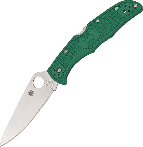 Spyderco Endura 4 Lockback Green Handle Stainless Folding Blade Knife 10FPGR