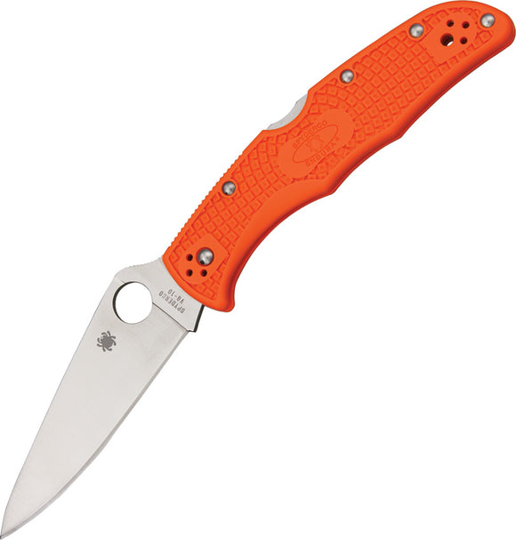 Spyderco Endura 4 Lockback Orange Handle Stainless Folding Blade Knife 10FPOR