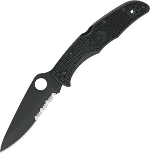 Spyderco Endura 4 Lockback Black VG-10 Folding Part Serrated Blade Knife 10PSBBK