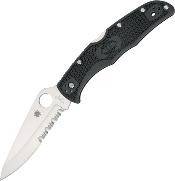 Spyderco Endura 4 Lockback Folding Part Serrated Blade Black Handle Knife 10PSBK