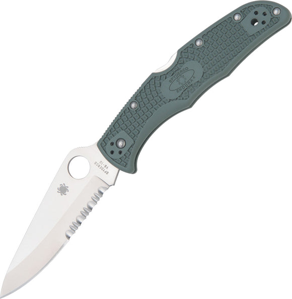 Spyderco Endura 4 Lockback Green Handle Folding Part Serrated Blade Knife 10PSFG