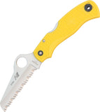 Spyderco Saver Salt Lockback Yellow Handle Folding Serrated Blade Knife 118SYL