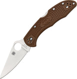 Spyderco Delica Lockback Brown Handle VG-10 Stainless Folding Blade Knife 11FPBN