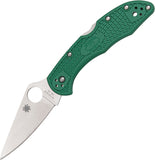 Spyderco Delica Lockback Green Handle VG-10 Stainless Folding Blade Knife 11FPGR