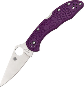 Spyderco Delica Lockback Purple Handle VG10 Stainless Folding Blade Knife 11FPPR