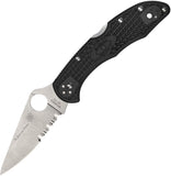 Spyderco Delica 4 Partiall Serrated V-10 Lockback Blue Line Folding Knife 10fpsbkbl