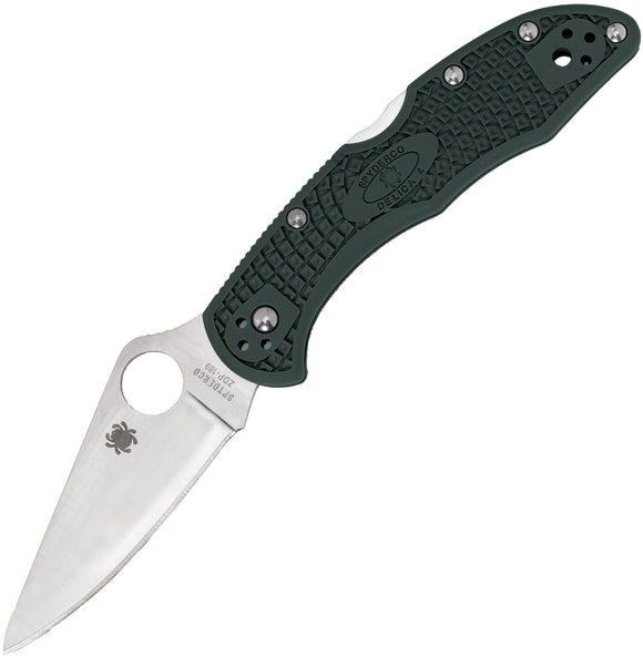 Spyderco Delica 4 Lockback Dark Green FRN Handle Folding Blade Knife 11PGRE