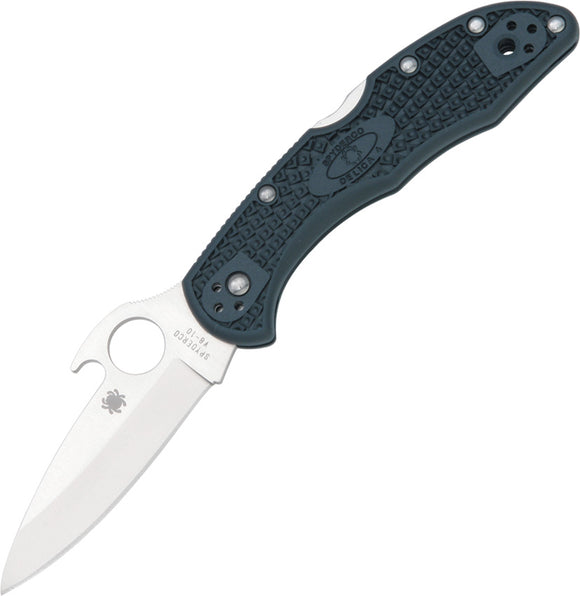 Spyderco Delica 4 Lockback Gray Wave Feature Folding Blade Black Knife 11PGYW