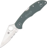 Spyderco Delica 4 Lockback Green Handle Folding Part Serrated Blade Knife 11PSFG