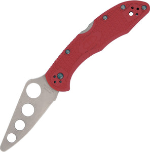 Spyderco Delica 4 Lockback Trainer Unsharpened Folding Blade Red FRN Knife 11TR