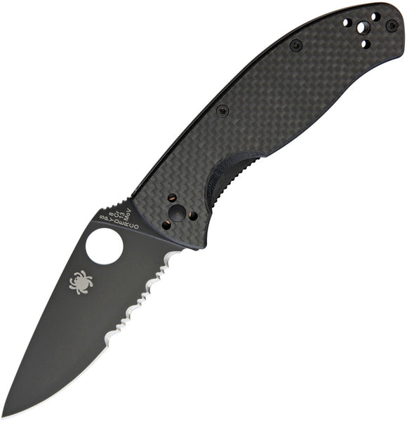 Spyderco Tenacious Folding Serrated Black Carbon Fiber Pocket Knife 122CFBBKPS