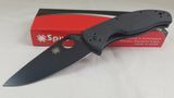 Spyderco Tenacious G-10 Handle Plain Edge Folding Knife Black Blade - 122GBBKP