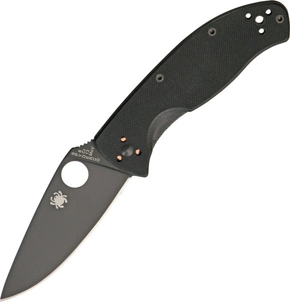 Spyderco Tenacious G-10 Handle Plain Edge Folding Knife Black Blade - 122GBBKP